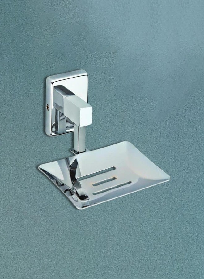 LUXIUR Wash Basin Soap Dish Holder for Bathroom and Kitchen Sink, 304 Stainless Steel Stand for Wall Mount Kitchen Accessories Items, Bathroom Accessories, Chrome Finish - Image 1